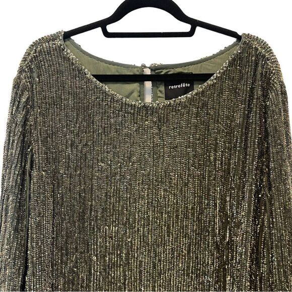 Retrofete Grace Green Sequin Dress Size L - Picture 6 of 13